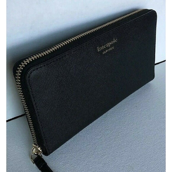 New Kate Spade Cameron Large Continental Wallet Saffiano Leather Black - Picture 6 of 7